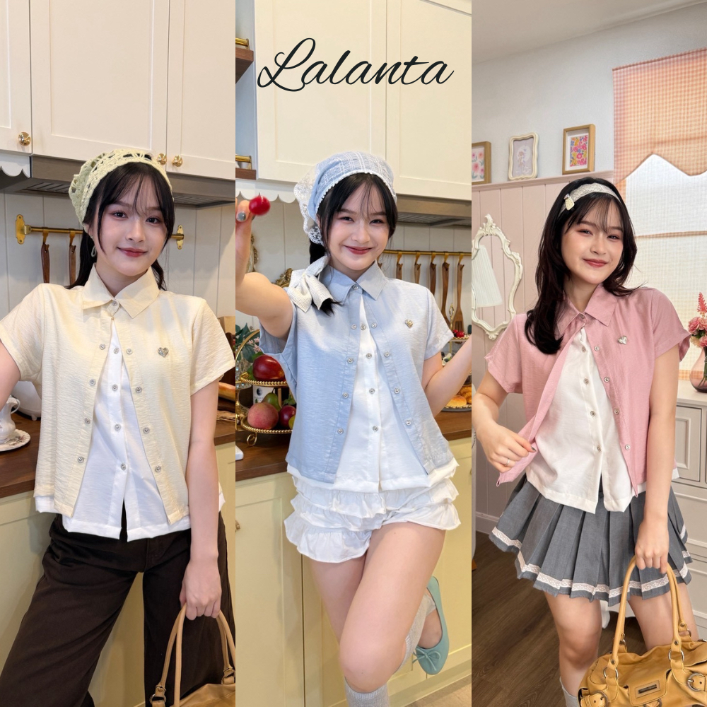 เสื้อเชิ้ต 2 ชั้น เย็บติด #FF55
