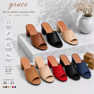 GRACE รุ่นคาดแผ่น(พรี่เมี่ยม) รองเท้าส้นสูง 2.5 นิ้ว ไซส์ 36-43