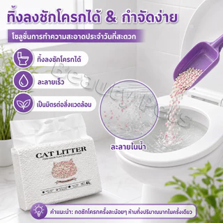 ทรายแมวแบบผสม 6L ทรายแมวแบบผสม จับตัวเร็ว ลดกลิ่นดีเยี่ยม ฝุ่นต่ำ ไม่ติดเท้า ทนทาน ดี Cat Litter