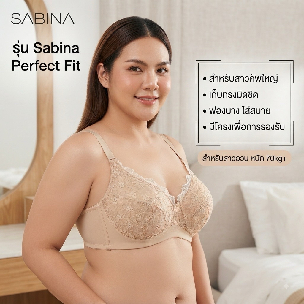 Sabina HBD25005 HBD25006 HBD26001 Hbd26002(3 ตะขอ) เสื้อในมีโครง ฟองบาง is