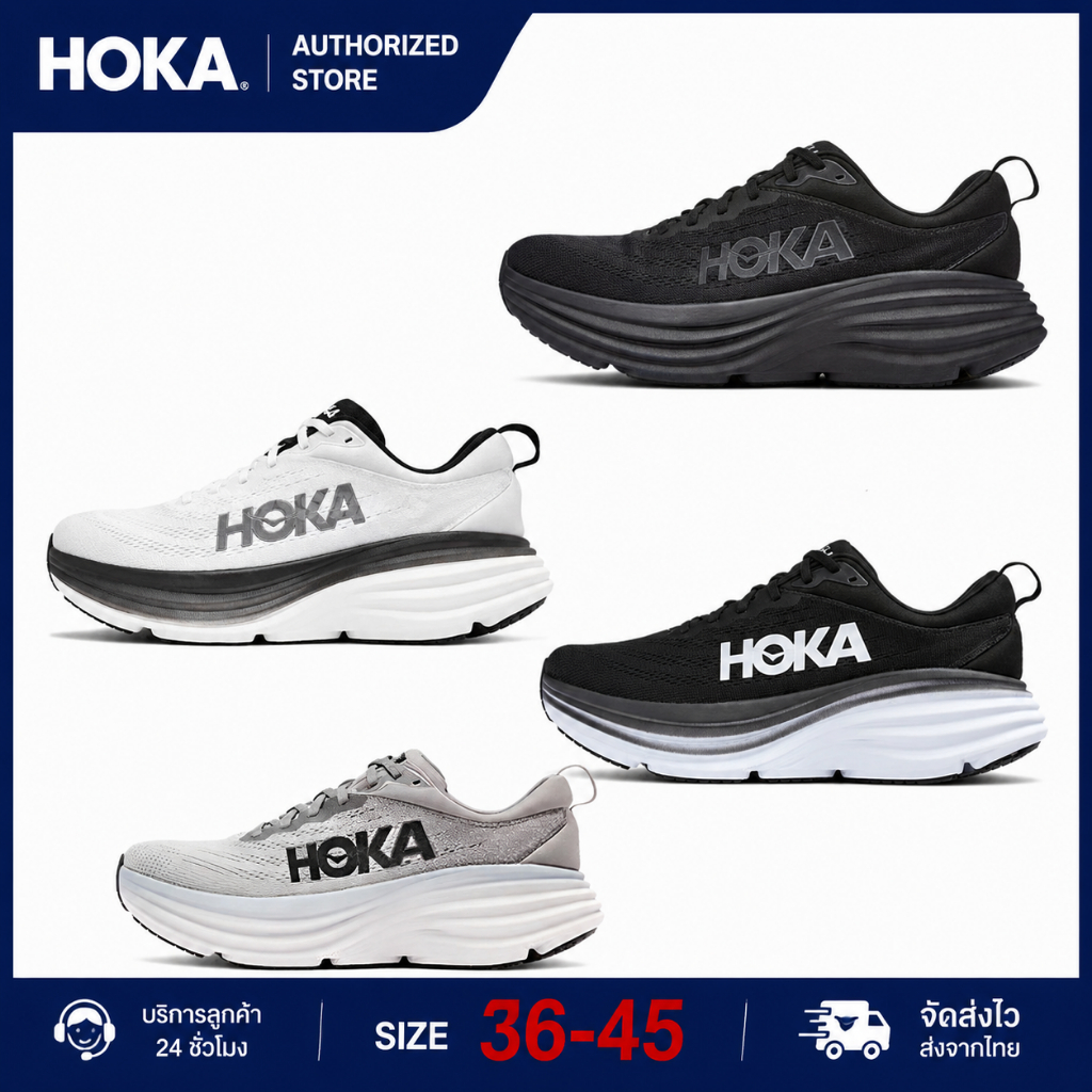 รองเท้าใหม่ลดราคา HOKA ONE ONE Bondi 8 รองเท้ากีฬา Original รองเท้ากีฬาชายและหญิง