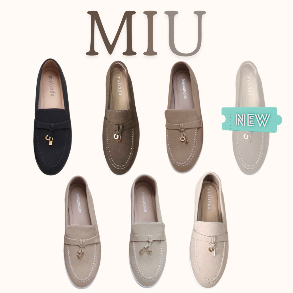 MIU มิว⛅️[ราคาพิเศษ Payday]  รองเท้าทรงโลเฟอร์ หนังกลับ  ซับในกำมะหยี่ พื้นกันลื่น