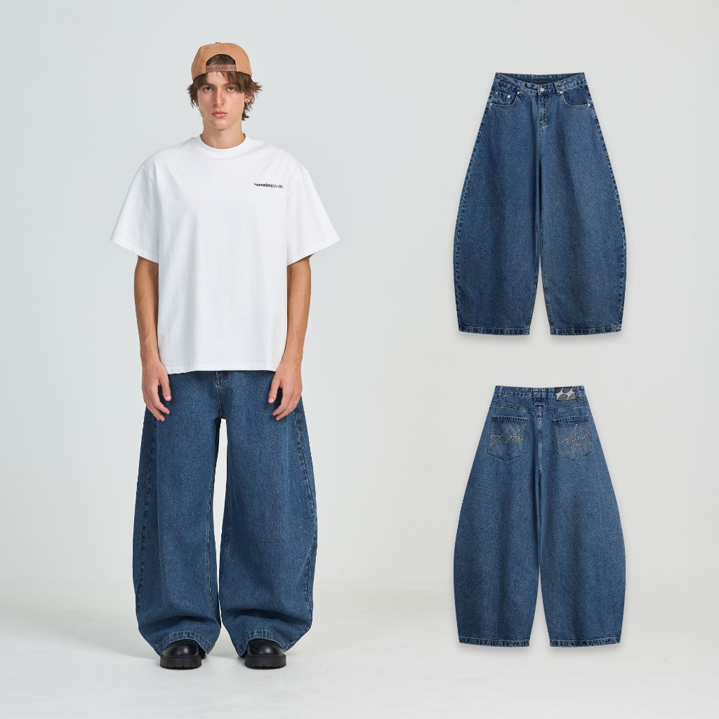 HOMEBOY กางเกงยีนส์ขายาว HB.HMBY.BAGGY.JEANS  คอตตอนโพลี่เอสเตอร์  ใส่ไปทำงานได้