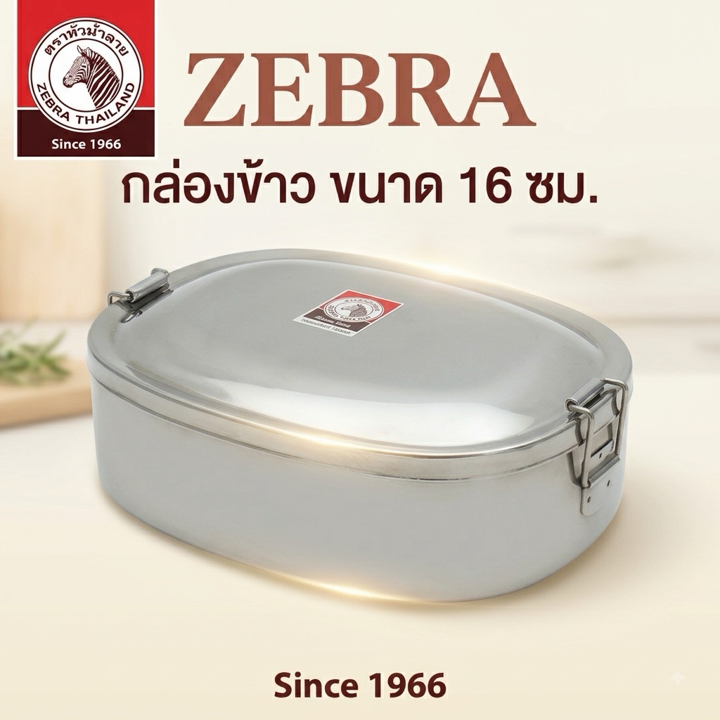 ZEBRA กล่องข้าว ขนาด 16 ซม.