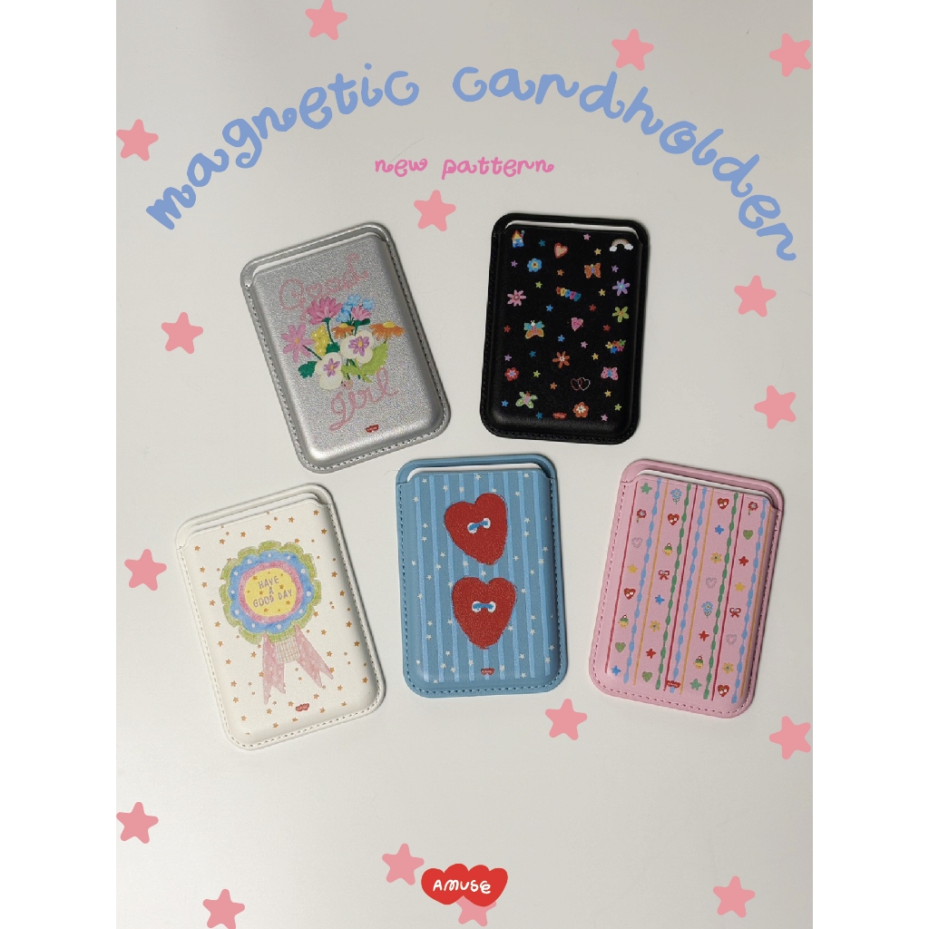 amuse.stuff-magnetic card holder การ์ดติดหลังมือถือพิมพ์ลายตั้งไม่ได้