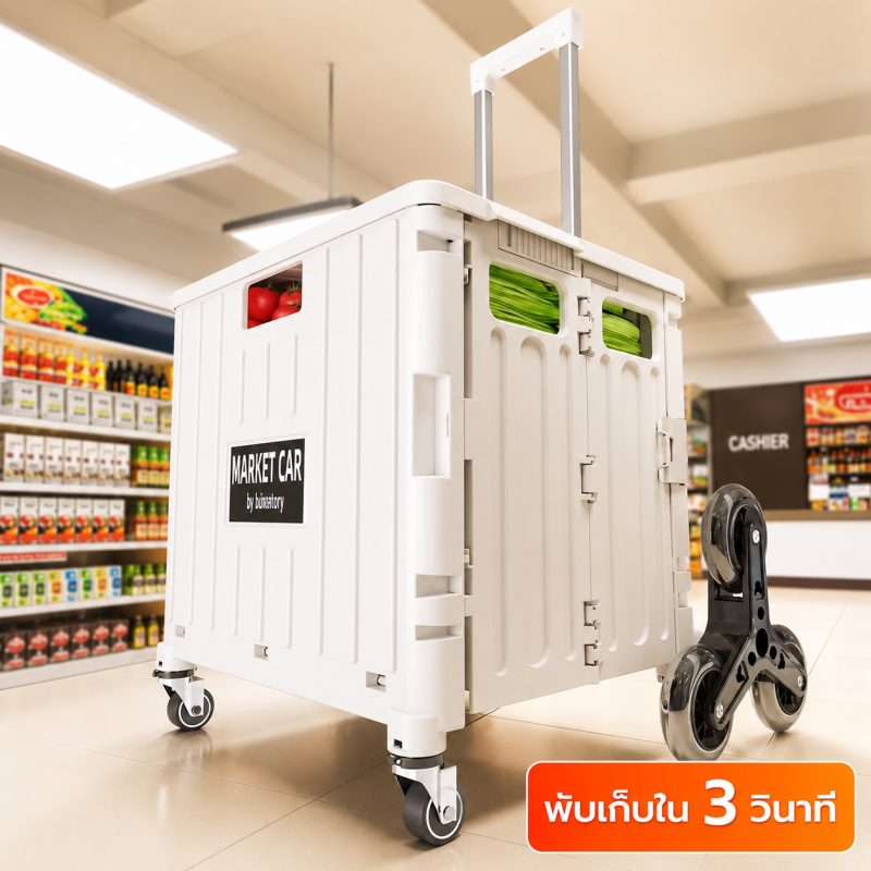 TD ถเข็นพับได้ 50L-200L รับน้ำหนัก 150kg ล้อปีนบันได 8 ล้อ ขึ้นบันไดได้ แข็งแรง มีตัวล็อก