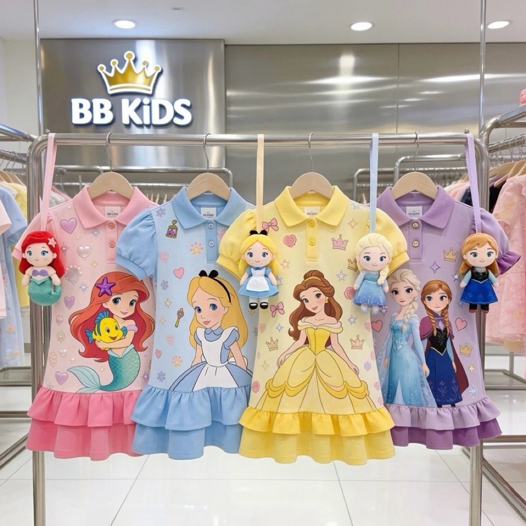 เดรสเจ้าหญิง งานBBkids รุ่นใหม่ พิมพ์ลาย ชอบหลวม จ้ำม่ำ +1 ไซซ์นะคะ