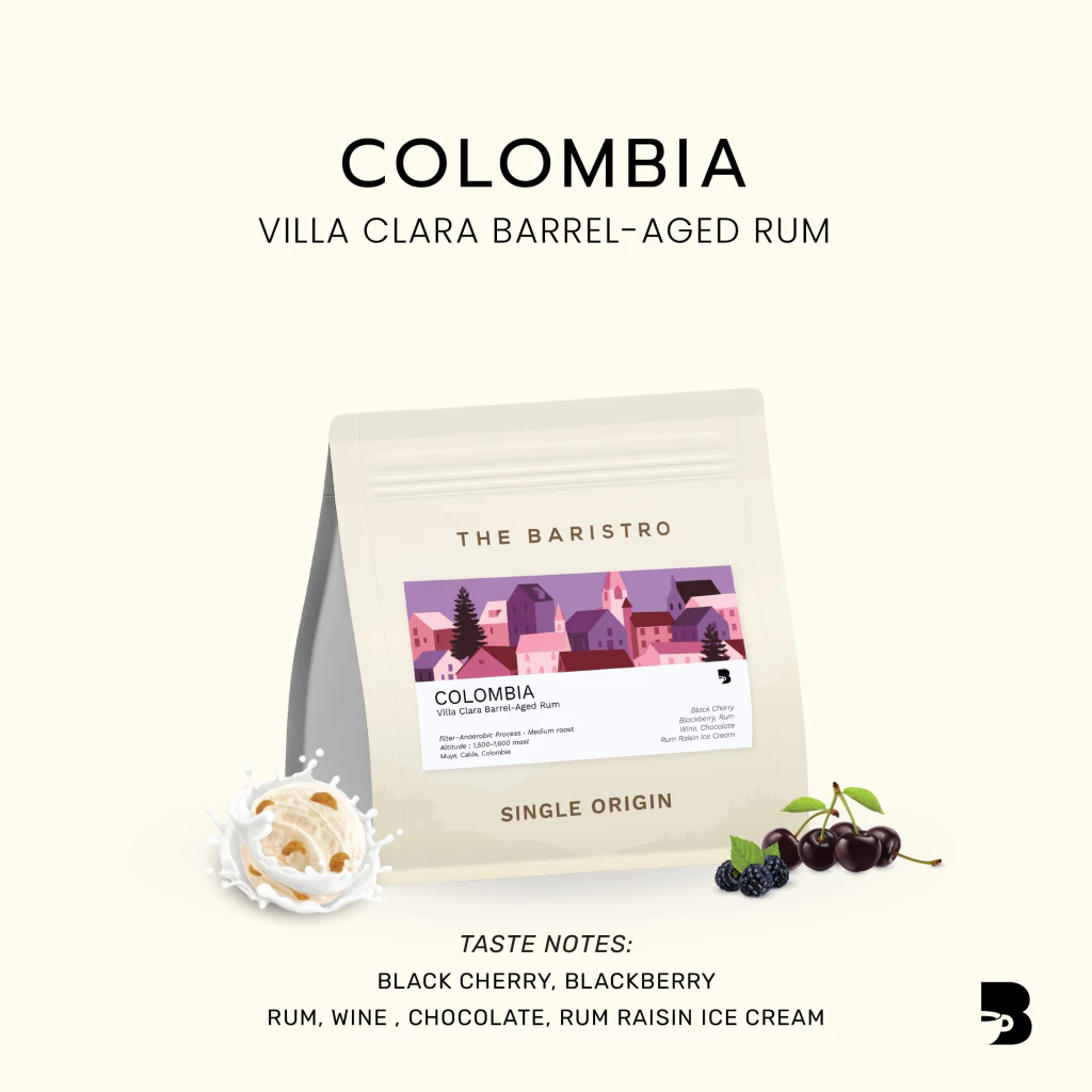 เมล็ดกาแฟ คั่วอ่อน - Colombia Villa Clara Barrel-Aged Rum