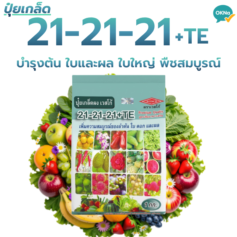 ปุ๋ยเกล็ด เวสโก้ ปุ๋ย 21-21-21+TE สูตรเสมอ เร่งใบ ดอก ผล ปุ๋ยแคคตัส ปุ๋ยกล้วยไม้ ปุ๋ยทุเรียนเล็ก