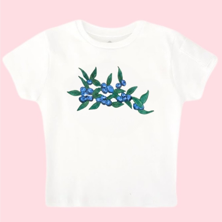 เสื้อผู้หญิง BABYTEE CROP BLUEBERRY COLLECTION COTTON 100%