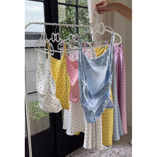 PICHA_BRAND : Polka dot satin Summer Collection ( ต้องการระบุเสื้อ/กระโปรงคนละไซต์ หมายเหตุในคำสั่งซื้อ*)