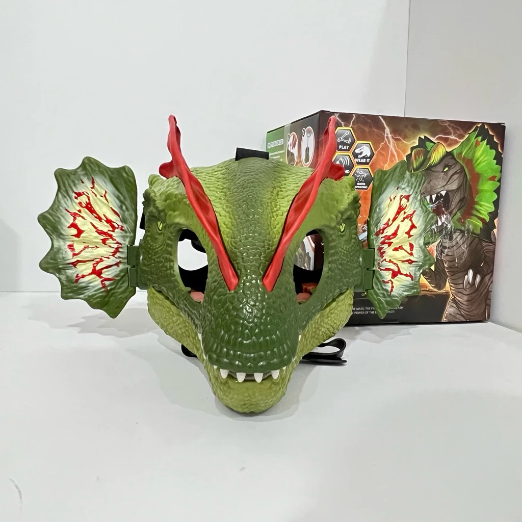 หน้ากากหัวไดโนเสาร์ 🦕 สัตร์หัวหน้ากากคอสเพลย์ อ้าปากตามคนใส่ได้ ทีเร็ก ไดโนเสาร์ มีเสียง มีไฟ SD0072