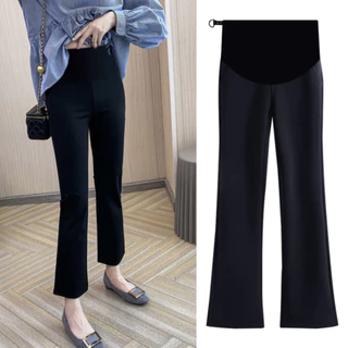 OMONI |PL3334 กางเกงขายาวคนท้อง [พร้อมส่ง] ขายาว ผ้ายืดเกาหลี ไม่ต้องรีด ใส่ทำงานได้ สายปรับระดับได้ ไม่รัดท้อง ไซส์ใหญ่