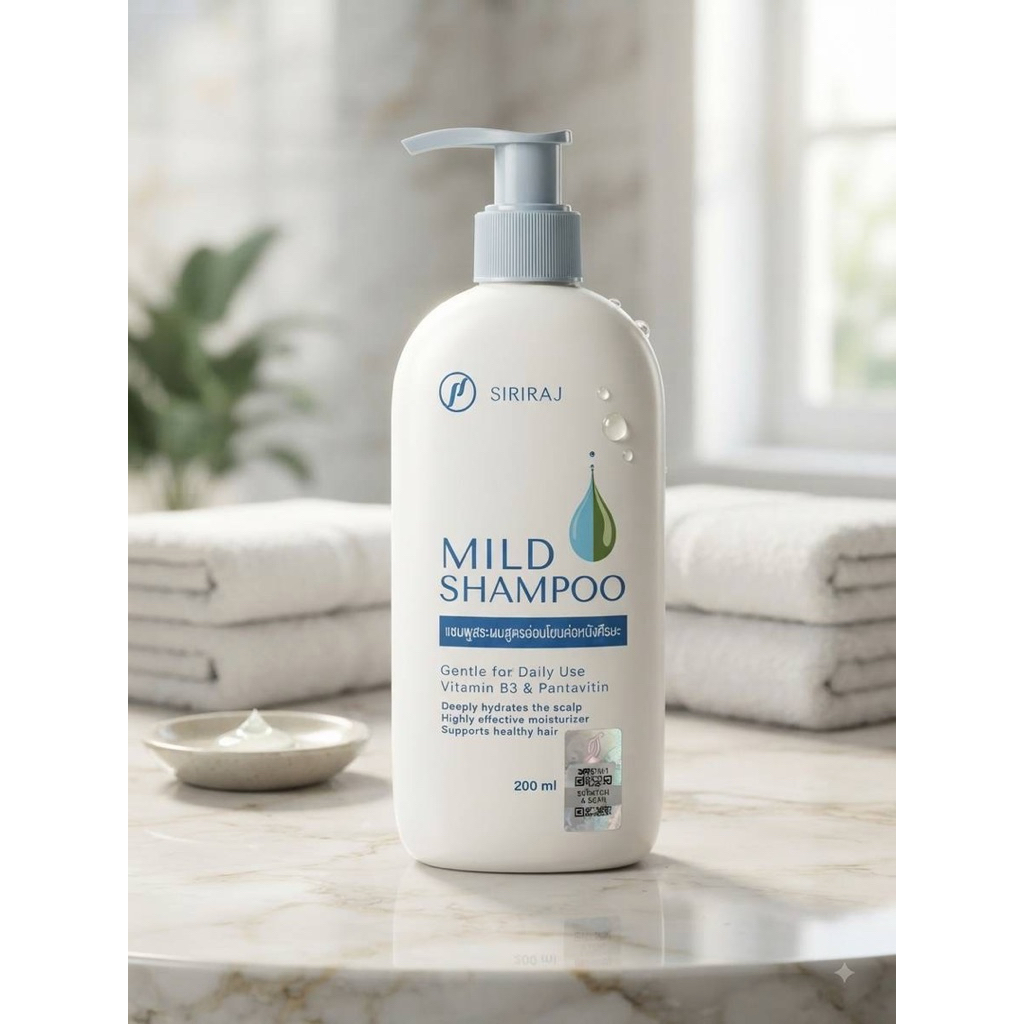 แชมพูสระผม Siriraj 200ml สูตรอ่อนโยน บำรุงหนังศีรษะ #ของแท้จากศิริราชบำรุงเวช #ศิริราช #แชมพู #mildshampoo