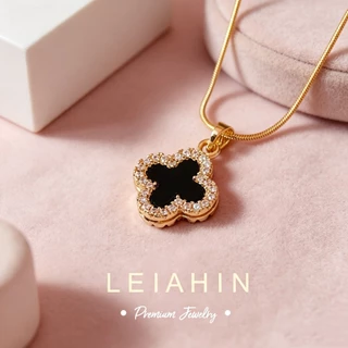 LEIAHIN สร้อยคอแฟชั่น โชคเกอร์จี้โคลเวอร์สี่แฉกนำโชคสำหรับผู้หญิงเครื่องประดับแฟชั่นประจำไม่ลอกไม่ดำ