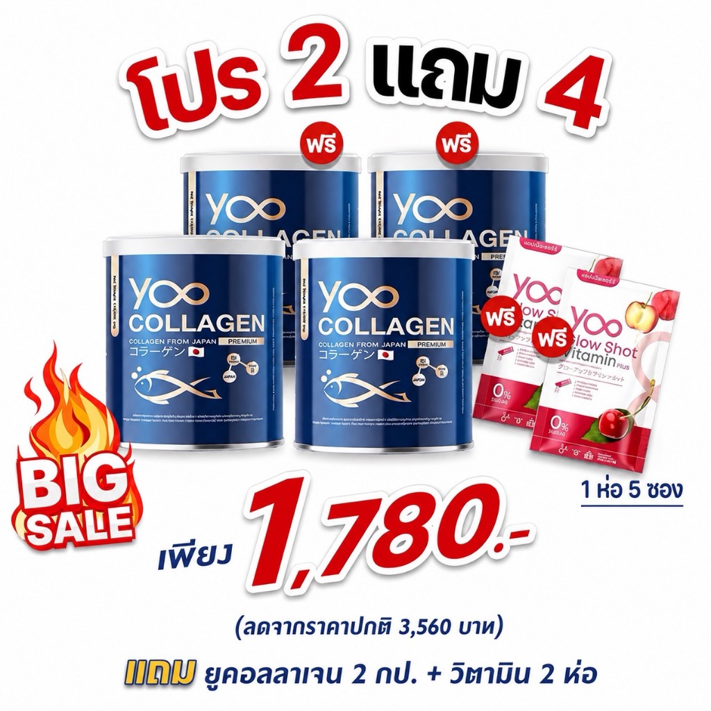ของแท้ สุดคุ้ม Yoo Collagen ยู คอลลาเจน [110 กรัม/กระปุก] คอลลาเจน บำรุงผิว กระดูก และข้อต่อ BC คอลล