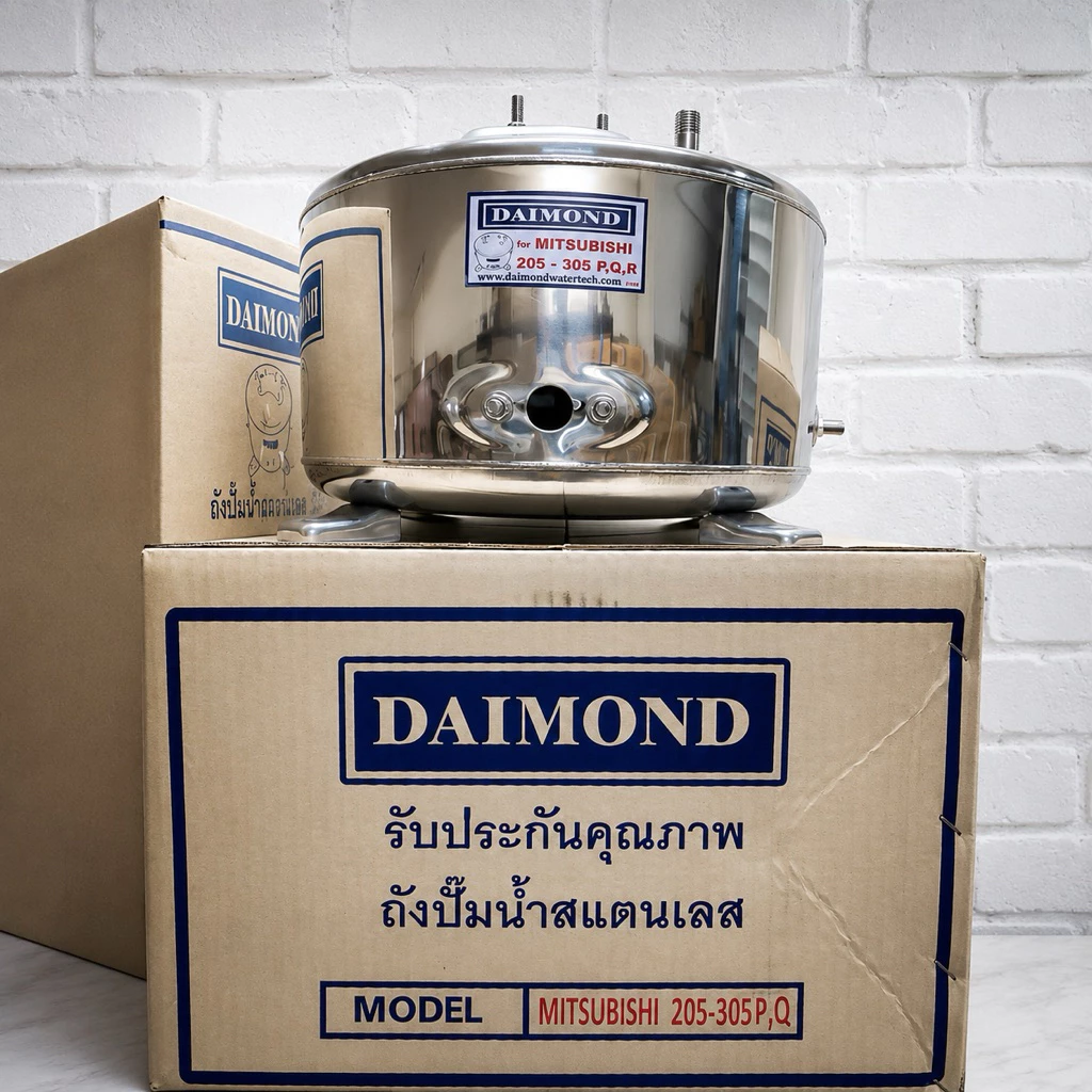 ถังปั้มน้ำสเเตนเลสใส่กับปั้มมิตซูWP205-305PQR model