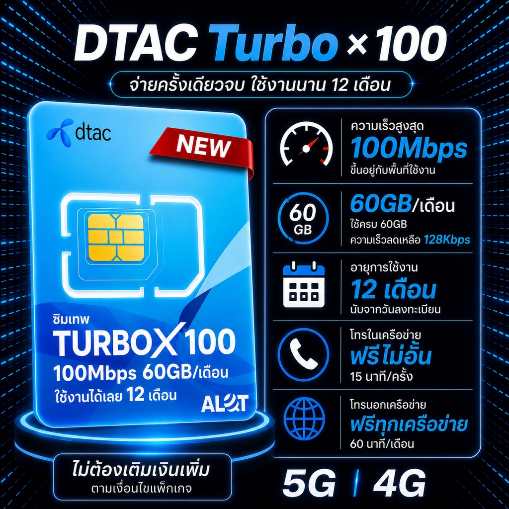 เลขนำโชค Dtac turbo x 100 เน็ตเต็มสปีด