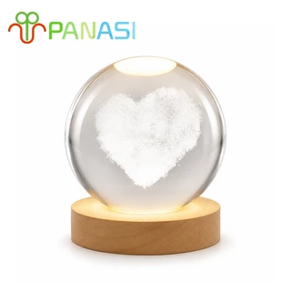 Panasi โคมไฟลูกแก้ว3D LED USB โคมไฟตกแต่งห้องนอนLED ลูกแก้ว6cm ของขวัญวันเกิด