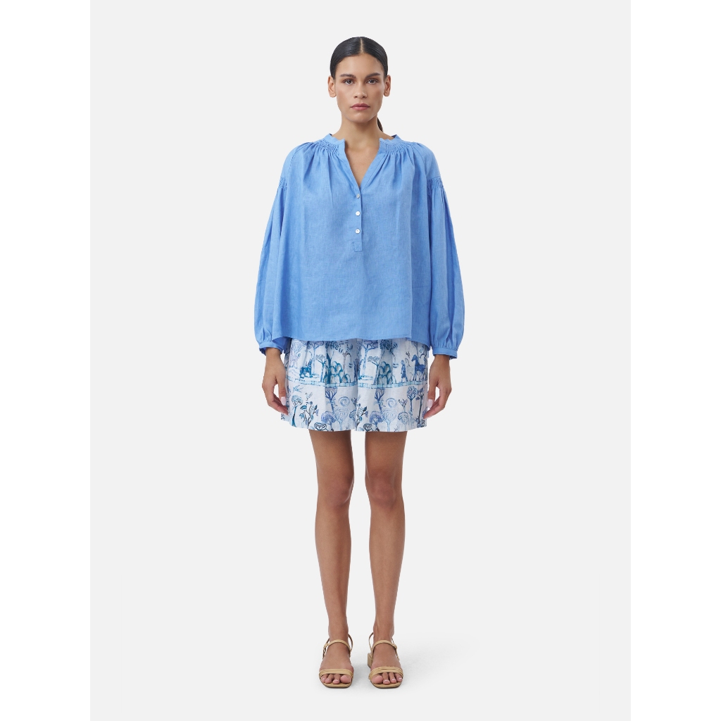 Gather Raglan Blouse JT - Blue