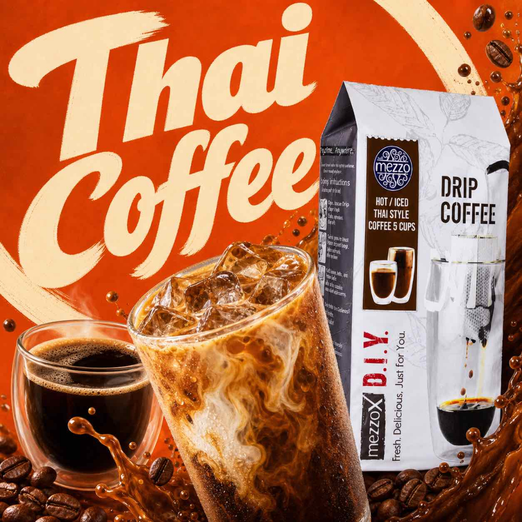 Mezzo : กาแฟดริป สไตล์ไทย 1 ถุง (สำหรับ 5 แก้ว) : Thai Style Drip Coffee 1 bag (for 5 cups)