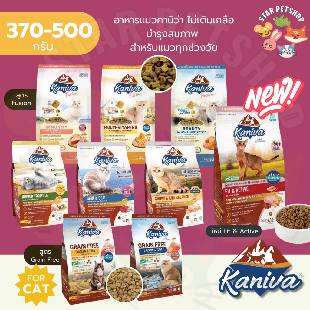 Kaniva อาหารแมวคานิว่า สำหรับแมวอายุ 4 เดือนขึ้นไป โซเดียมต่ำ บำรุงสุขภาพ ขนาด 370-500 กรัม