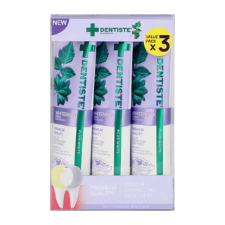 [แพ็ค3สุดคุ้ม] Dentiste' Purple Toothpaste 100 g. ปรับฟันขาวเร่งด่วน อ่อนโยน เห็นผลทันทีที่ใช้ ขจัดคราบเหลือง หอมสดชื่น