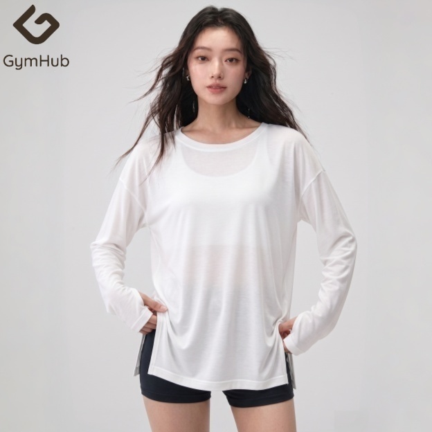 GymHub เสื้อกล้ามโยคะ กัน  ผ้าแห้งไว ทรงหลวม เสื้อแขนยาว สำหรับวิ่ง เซ็ตเทรนนิ่ง ออกกำลังกาย ผู้หญิง