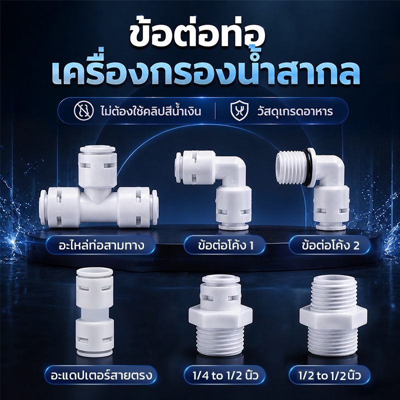 ข้อต่อด่วนสำหรับไส้กรองเครื่องกรองน้ำ อุปกรณ์ต่อสำหรับเครื่องกรองน้ำในครัวเรือน ชุดละ 2 ชิ้น