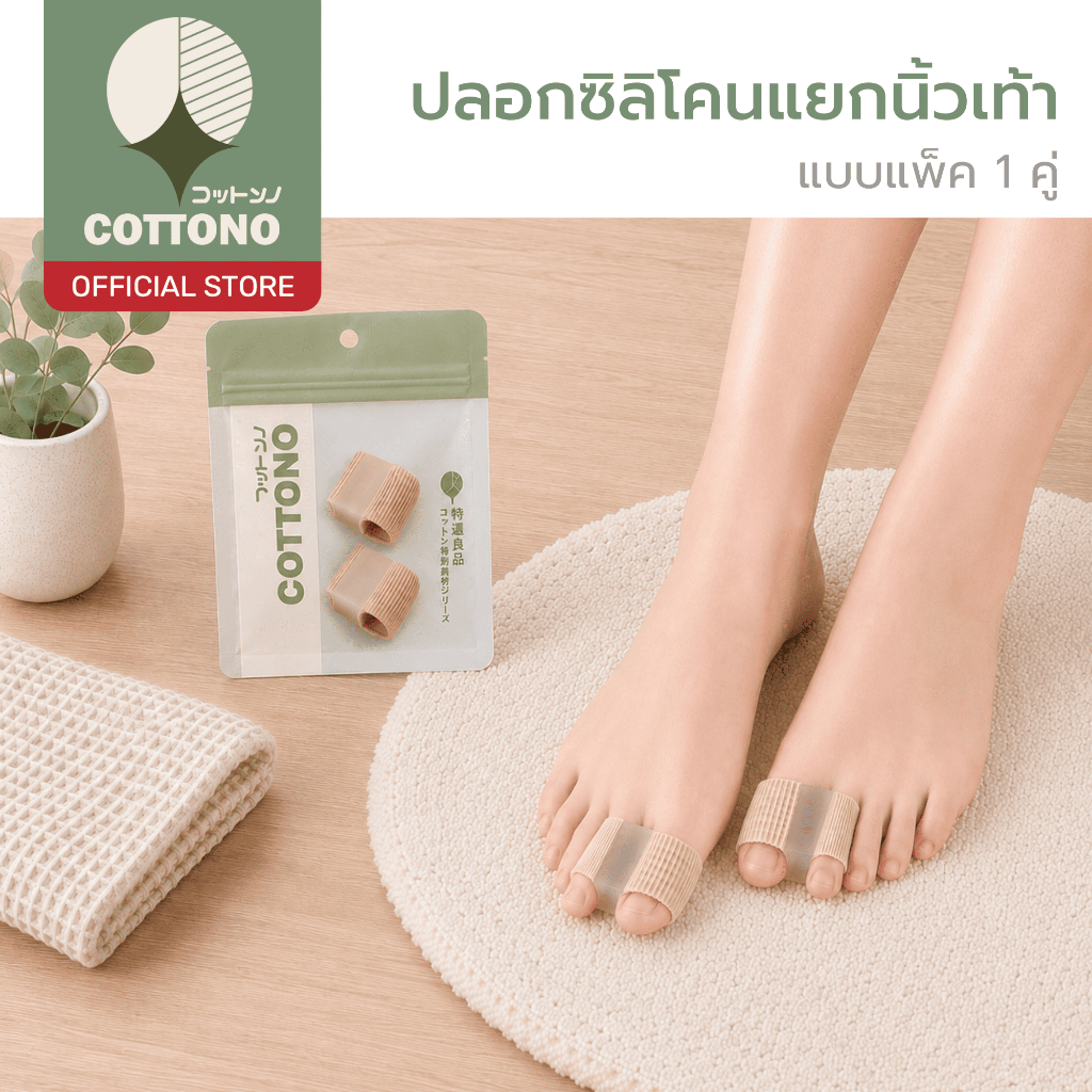 【COTTONO コットンノ】อุปกรณ์คั่นและแยกนิ้วเท้าแบบสวม ปลอกเเยกนิ้ว มี2ขนาด 1.5 2.0 FOOT011