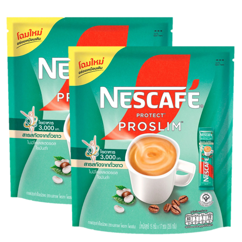 Nescafe Protect Proslim เนสกาแฟ โพรเทค 3in1 โพรสลิม 15ก.x 17ซอง (2แพค)