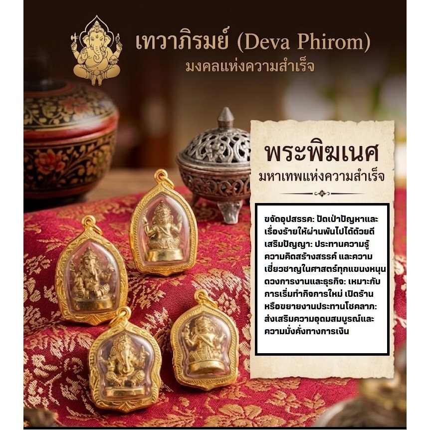 จี้ห้อยคอ จี้พระ พระพิฆเนศ จี้พระพิฆเนศ เลี่ยมกรอบทองไมคร่อน พร้อมส่ง