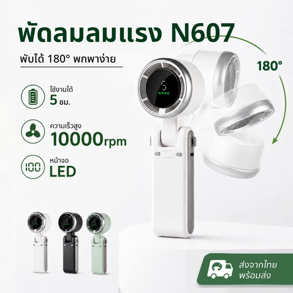 แฟนพับได้ พัดลมพกพา พัดลมมือถือ พัดลมคล้องคอ พับได้ 3in1 ลมแรง เงียบ จอLED แบตอึด พกพาง่าย