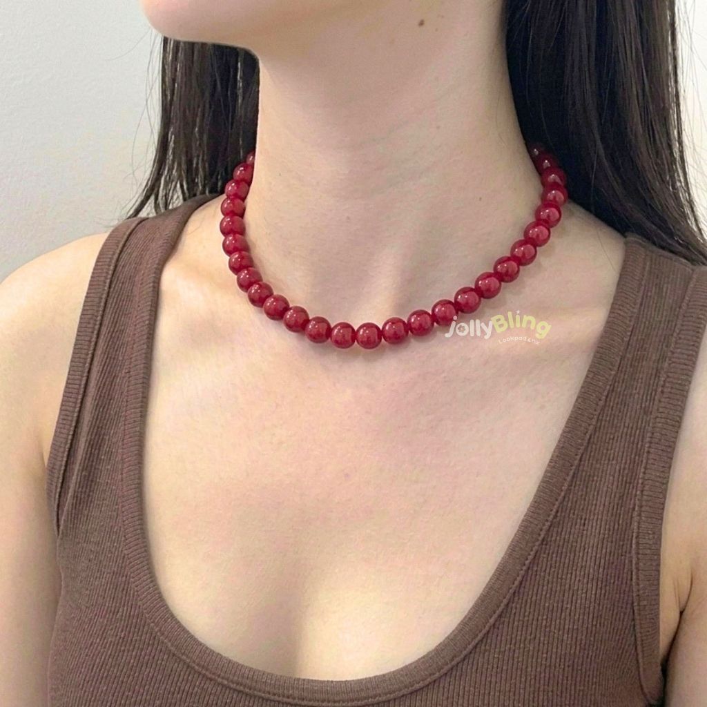 JollyBling - สร้อยคอลูกปัดอะคริลิค 4,6,8,10 มิล สีสันน่ารัก มีทุกโทนสี