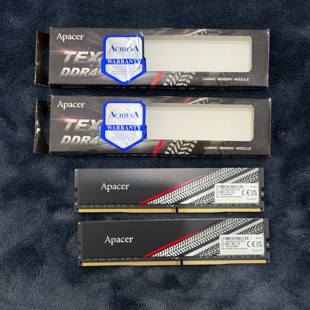 16GB(8GBx2) DDR4 3200MHz APACER TEX DDR4 INTEL XMP CL16 - BLACK Memory RAM (หน่วยความจำ) แรม มือสอง