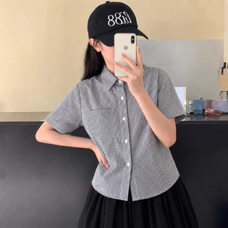 เสื้อเชิ้ตลายสก็อต ดำ ขาว ผ้าคอตตอน นุ่ม ลื่น ใส่สบาย งานไทย พร้อมส่ง BY MINIMAL CLUB