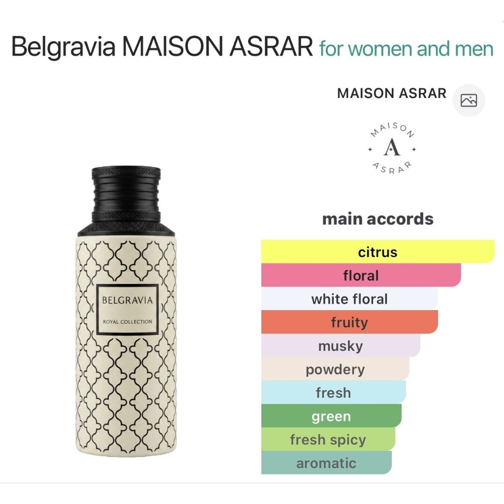 แบ่งขายน้ำหอม Belgravia Perfume 2-10ml EDP Maison Asrar