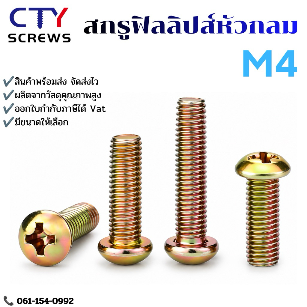น็อตชุบรุ้ง หัวกลม หัวแพน แฉก P+ YJLS