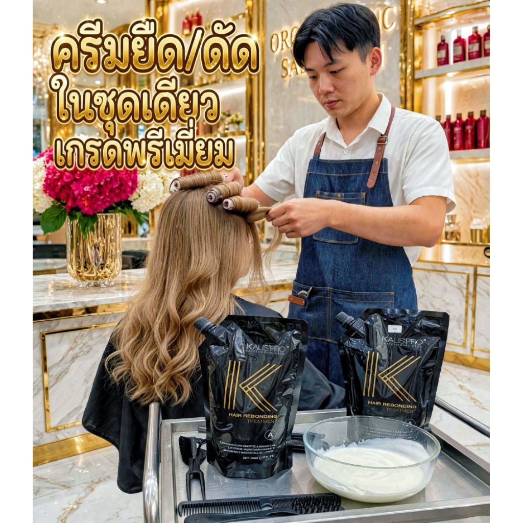 Kalispro ครีมยืดผมเคราติน ยืดได้ดัดได้ ในชุดเดียว1,000mlX2