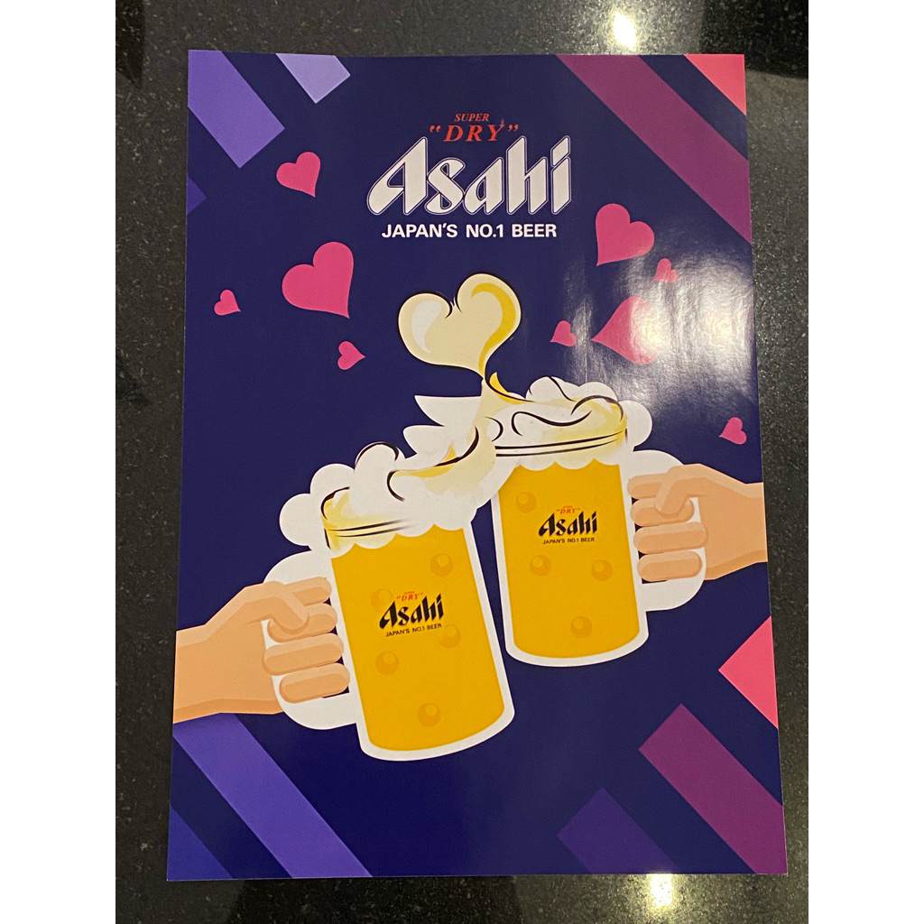 โปสเตอร์เบียร์ SUPER DRY ASAHI ญี่ปุ่นแท้ 🇯🇵 29x20cm.