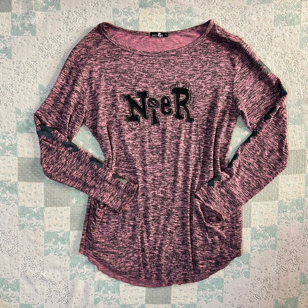 NieR CLOTHING💜 / เสื้อแขนยาว ปาดไหล่ / y2k / emo