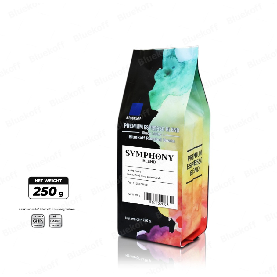 Bluekoff เมล็ดกาแฟเบลนด์ เมล็ดกาแฟคั่ว Symphony Blend : SEASONAL BLEND (1 ถุง บรรจุ 250 กรัม)