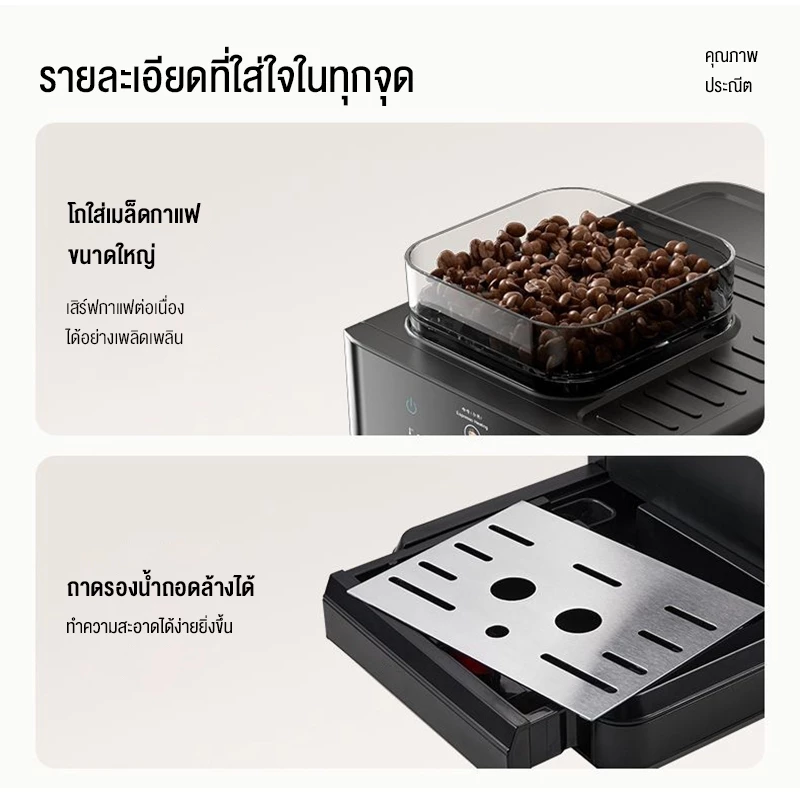 ksrain รับประกัน 1 ปี เครื่องชงกาแฟ เครื่องชงกาแฟแบบบดในเครื่องเดียว 20bar 1800ML เครื่องชงกาแฟสด เครื่องชงกาแฟอัตโนมัติ thumbnail 9
