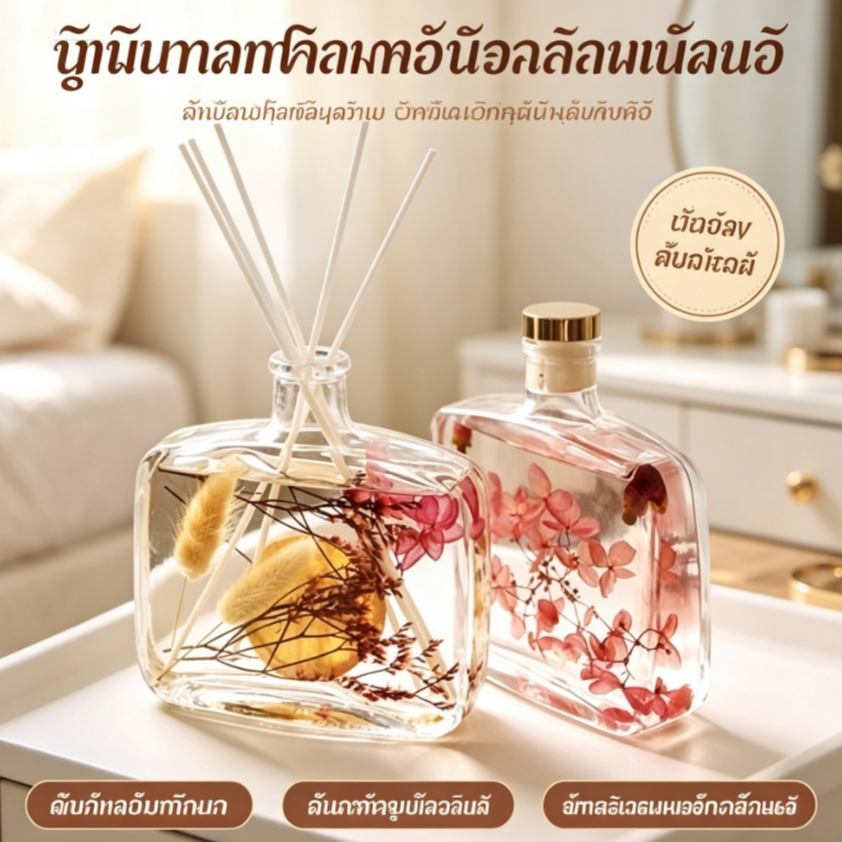 ก้านไม้หอม ปรับอากาศ 100มล พร้อมกล่อง ก้านน้ำหอม น้ำหอมดับกลิ่น กลิ่นโรงแรมห้าดาว น้ำมันหอมระเหย น้ำหอมอโรม่า เทียนหอม