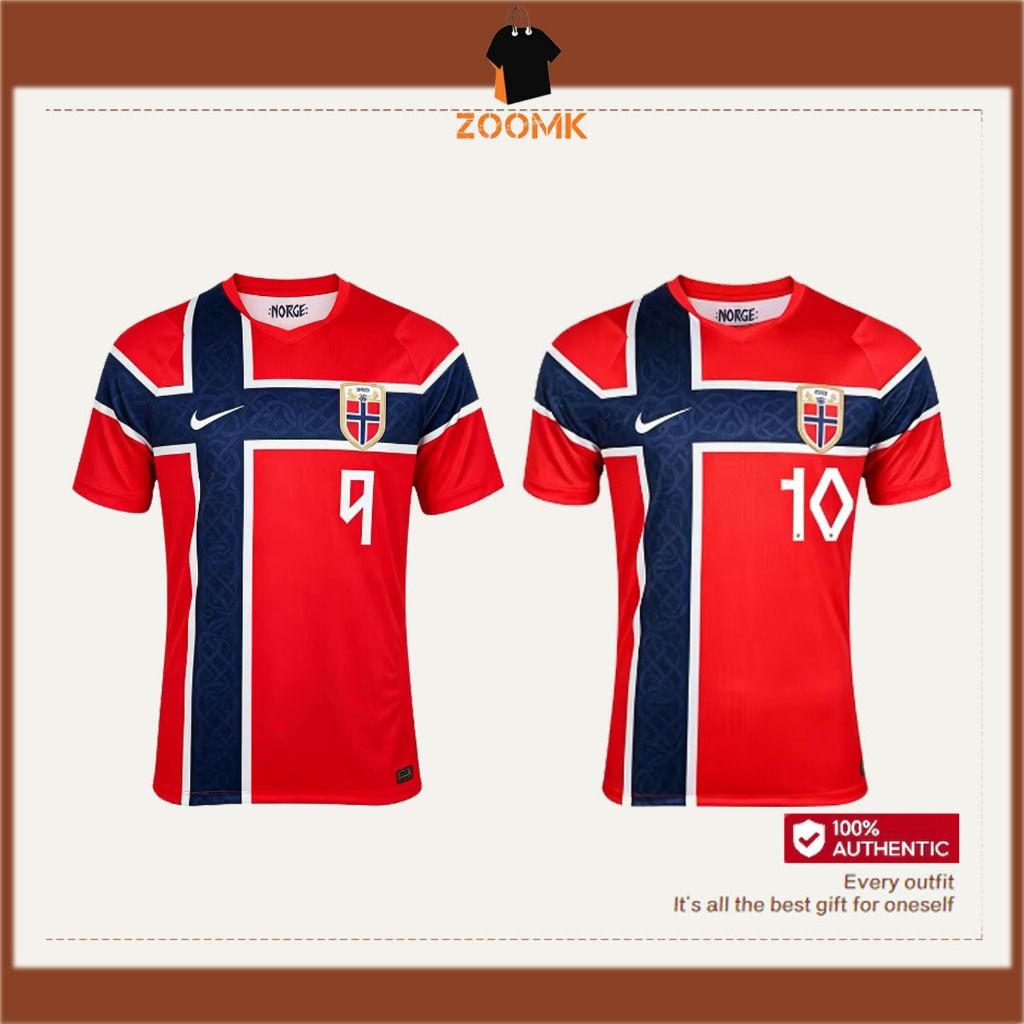 เสื้อฟุตบอล Erling Haaland/Martin Odegaard ทีมนอร์เวย์ 2026 Home Authentic Jersey รับประกันแท้ 100%