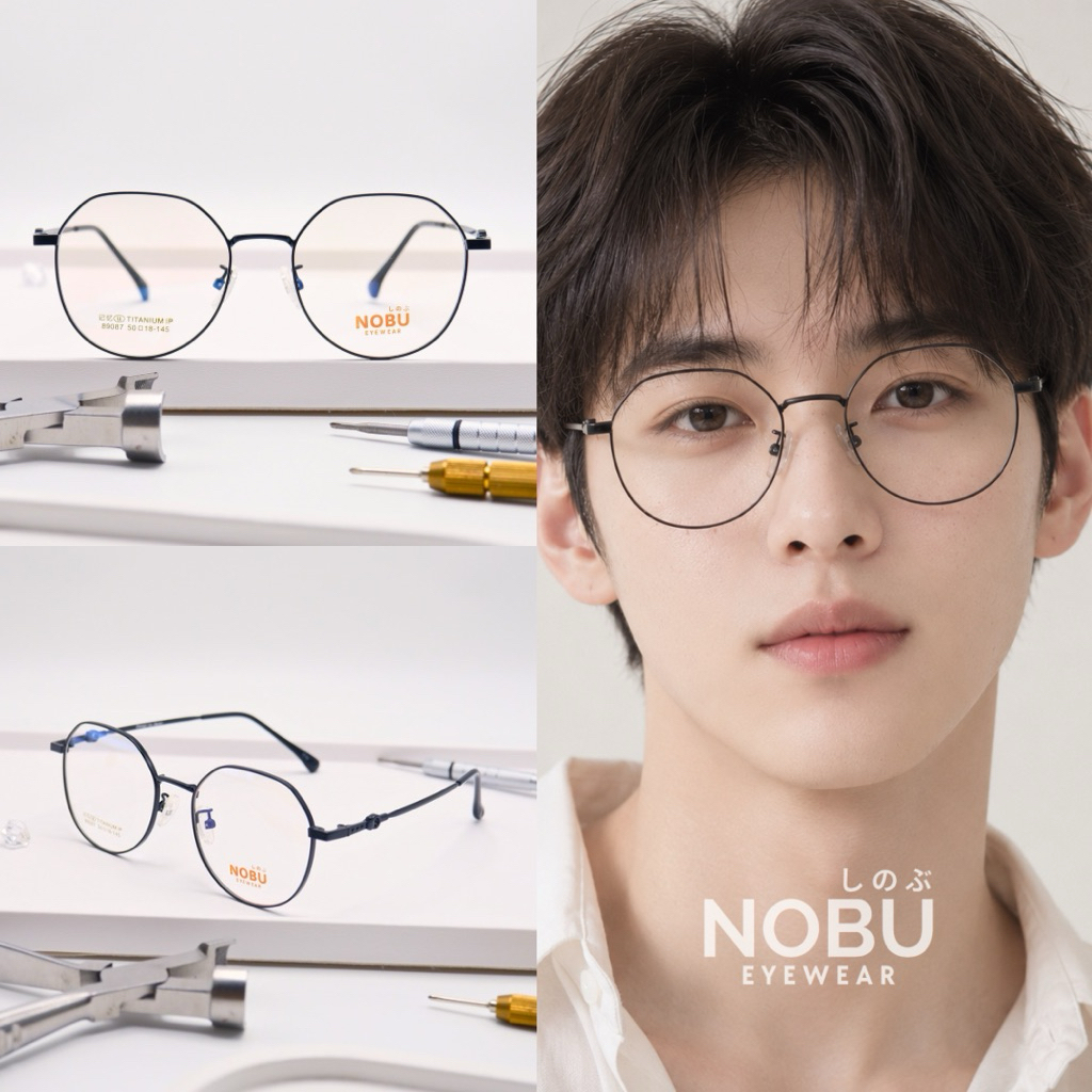 กรอบแว่นตาไทเทเนียม NOBU 89087 น้ำหนักเบา ดัดงอได้ แข็งแรง ทนทาน พร้อมให้บริการตัดเลนส์สายตา