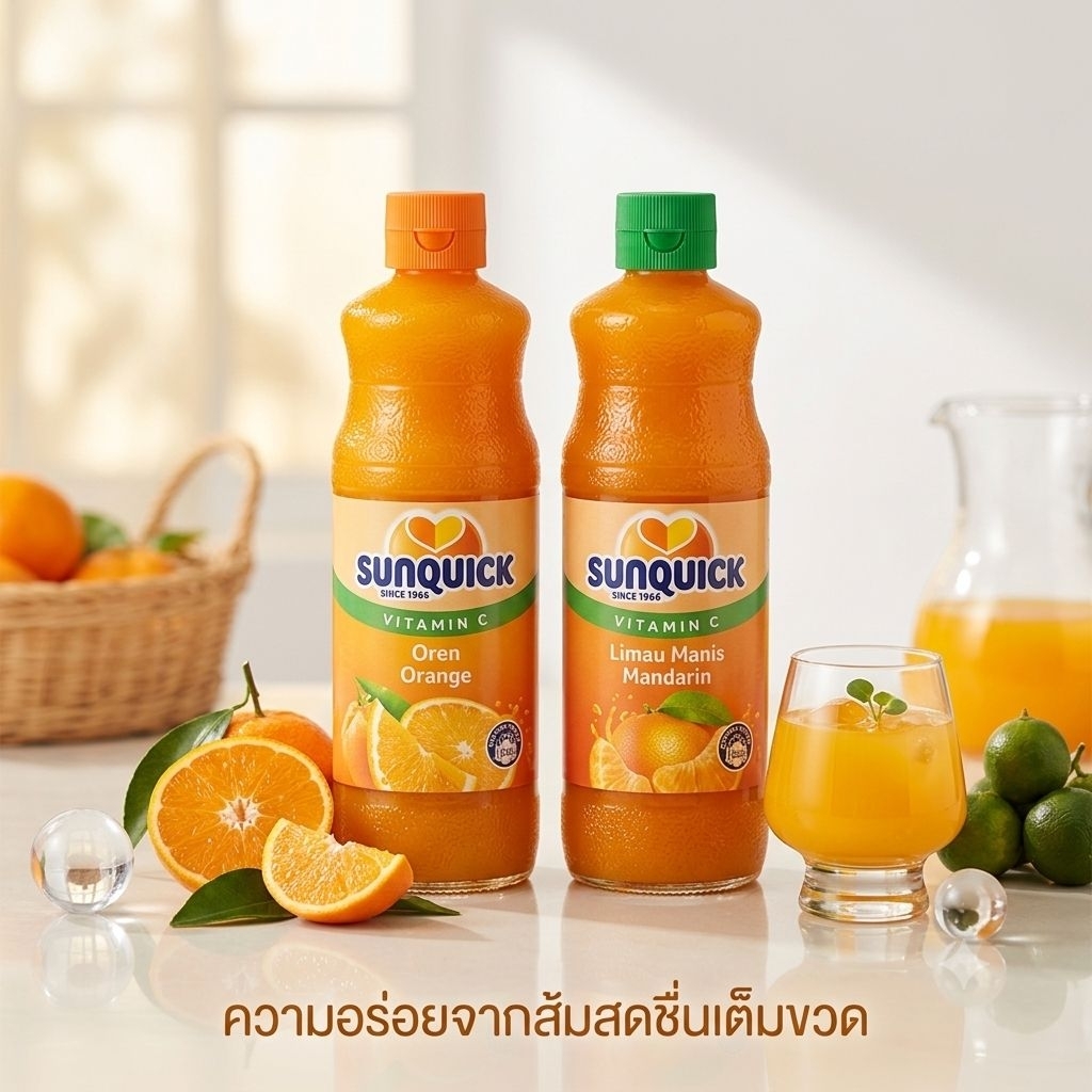 [ 1 คำสั่งซื้อ ไม่เกิน 2 ขวด นะคะ ] SUNQUICK ซันควิก น้ำส้มสูตรเข้มข้น ขนาด 700มล. 2รส