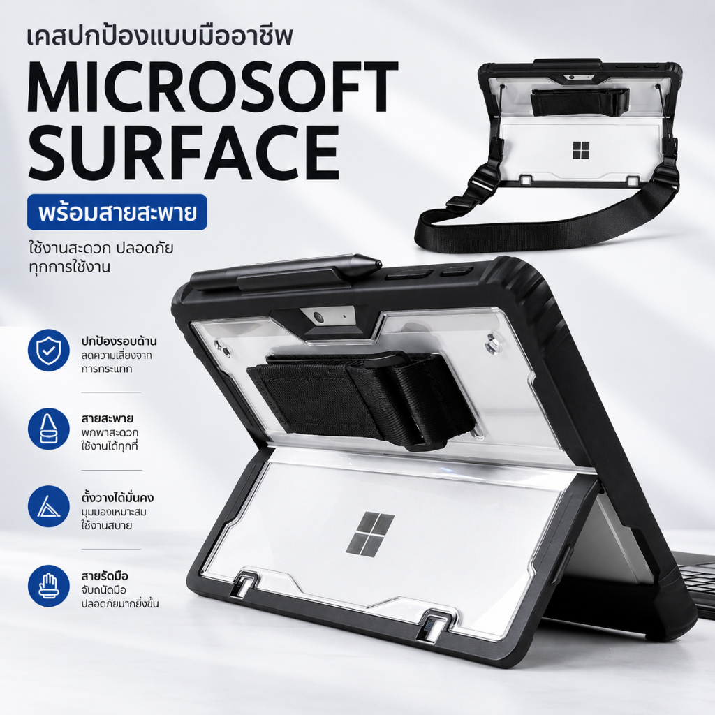 Muti-fuction เคสกันกระแทก เคส Microsoft Surface Pro 4 5 6 7 7 Plus / 8
