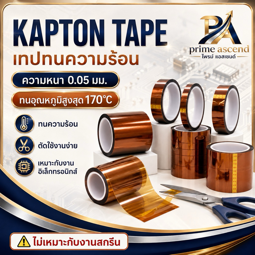 Kapton tape (Polyimide) เทปกันความร้อน ทนอุณหภูมิ 170 °C