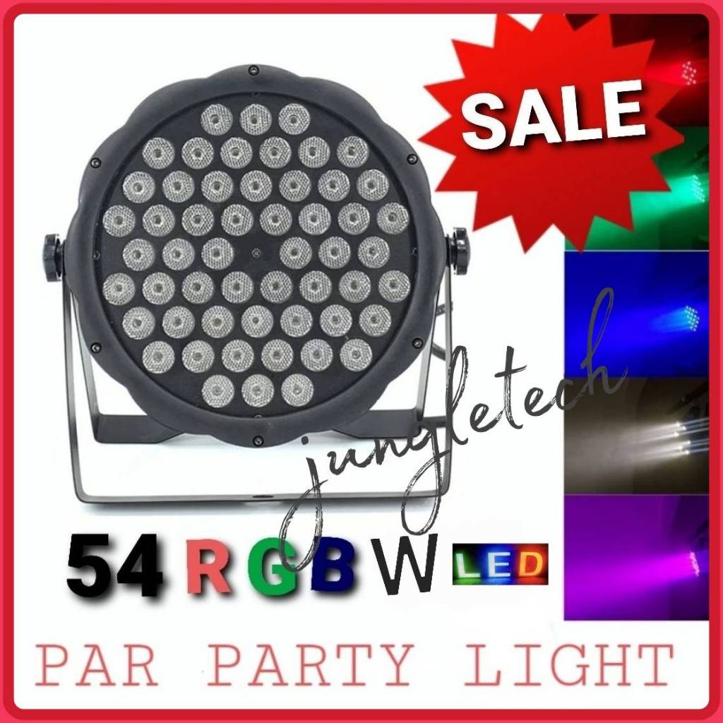 ไฟพาร์ ไฟดิสโก้ ไฟเธค กระพริบตามจังหวะเพลง ชุดไฟ 54 LED RGB 60 วัตต์ มาพร้อมพัดลมระบายอากาศด้านหลัง